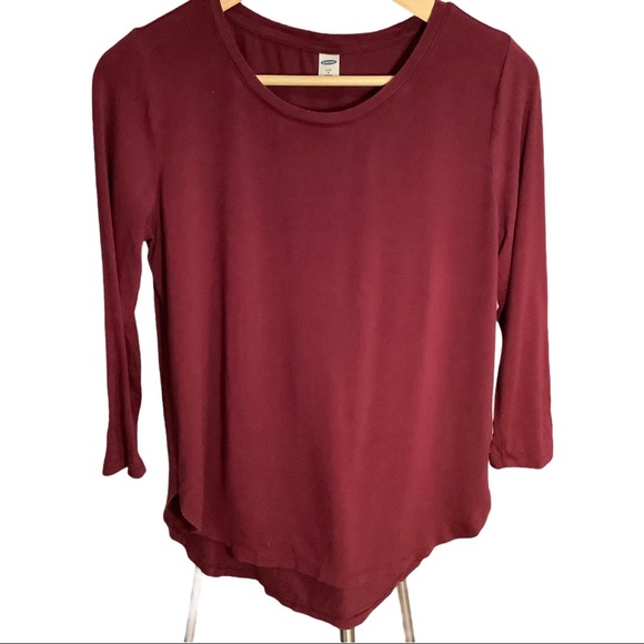 Old Navy Luxe Maroon 3/4 Sleeve Top Petite Small - Picture 1 of 4
